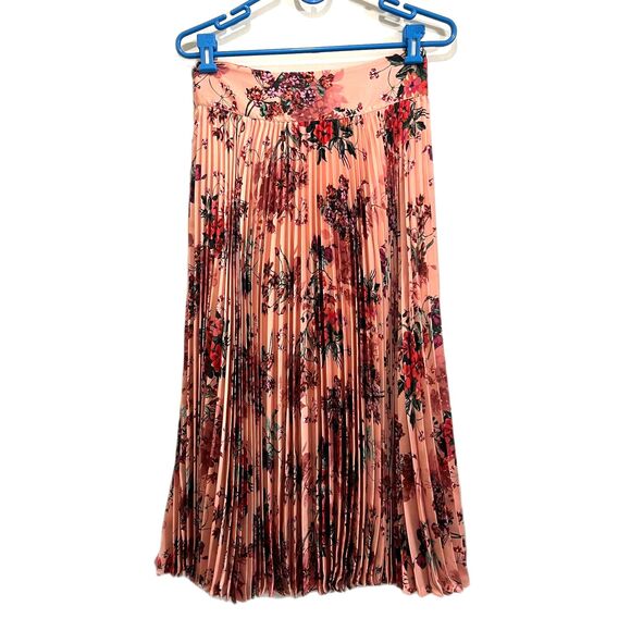 BCBG Max Azria Pink Floral Pleasted Maxi Skirt   Women's Size Small - Picture 2 of 9